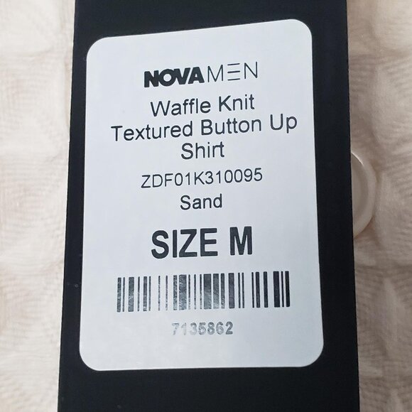 NWT Nova Men Textured Waffle Knit Shirt Men's Button Up Club 3D Boxy Miami M - Picture 7 of 8